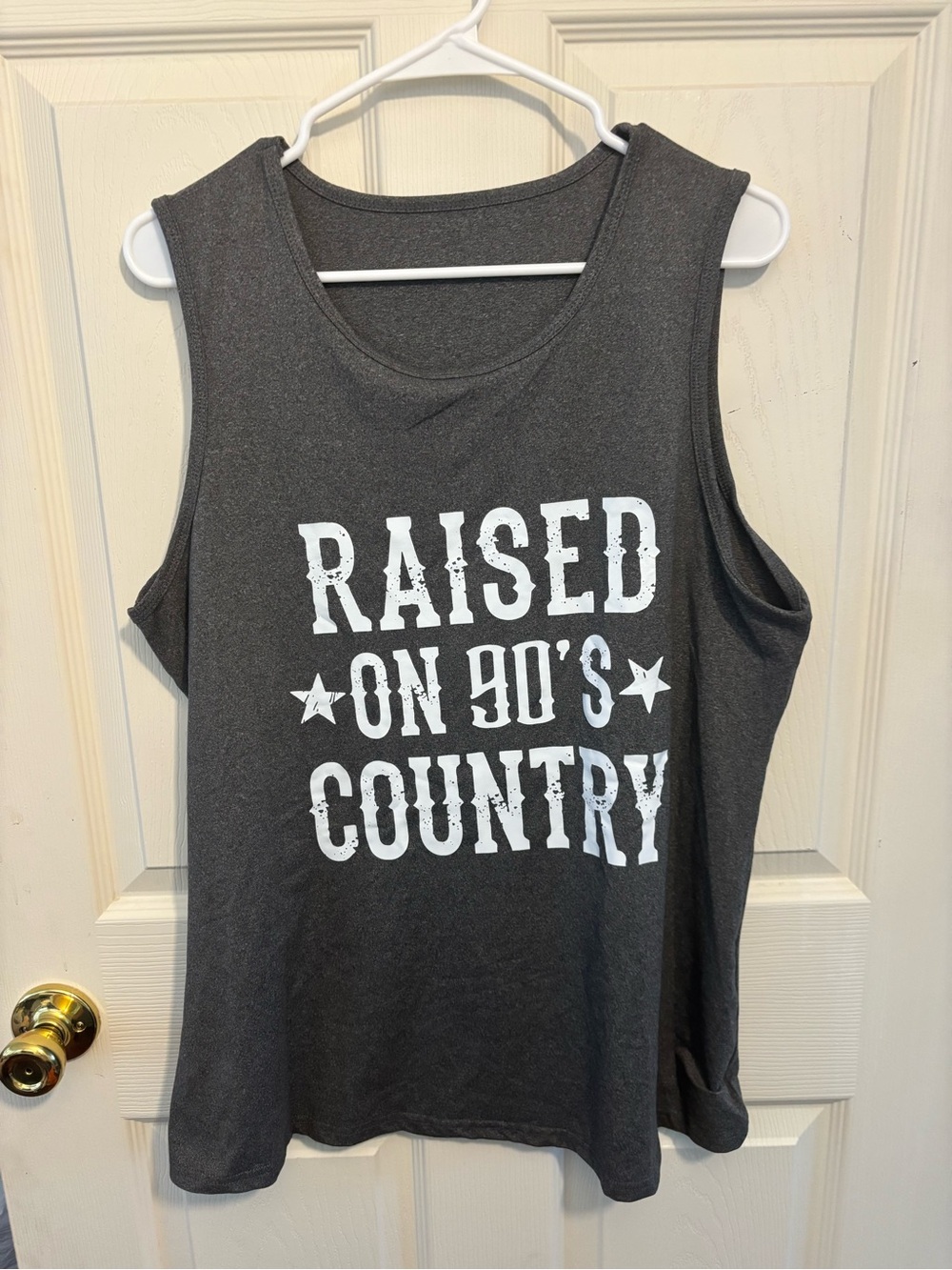 Raised on 90's Country Sleeveless Graphic Tank Top - Charcoal 1X